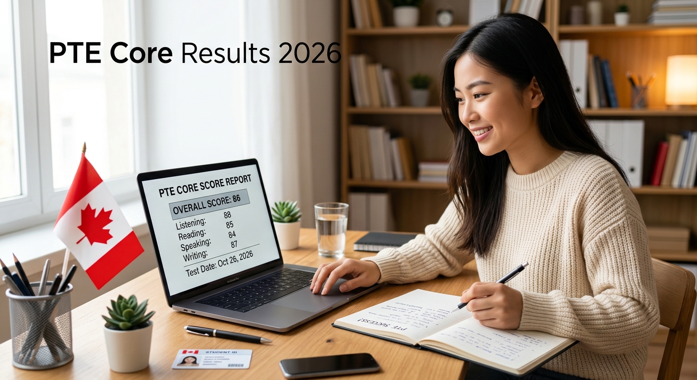 PTE Core results 2026 score report CLB retake and rescore guide