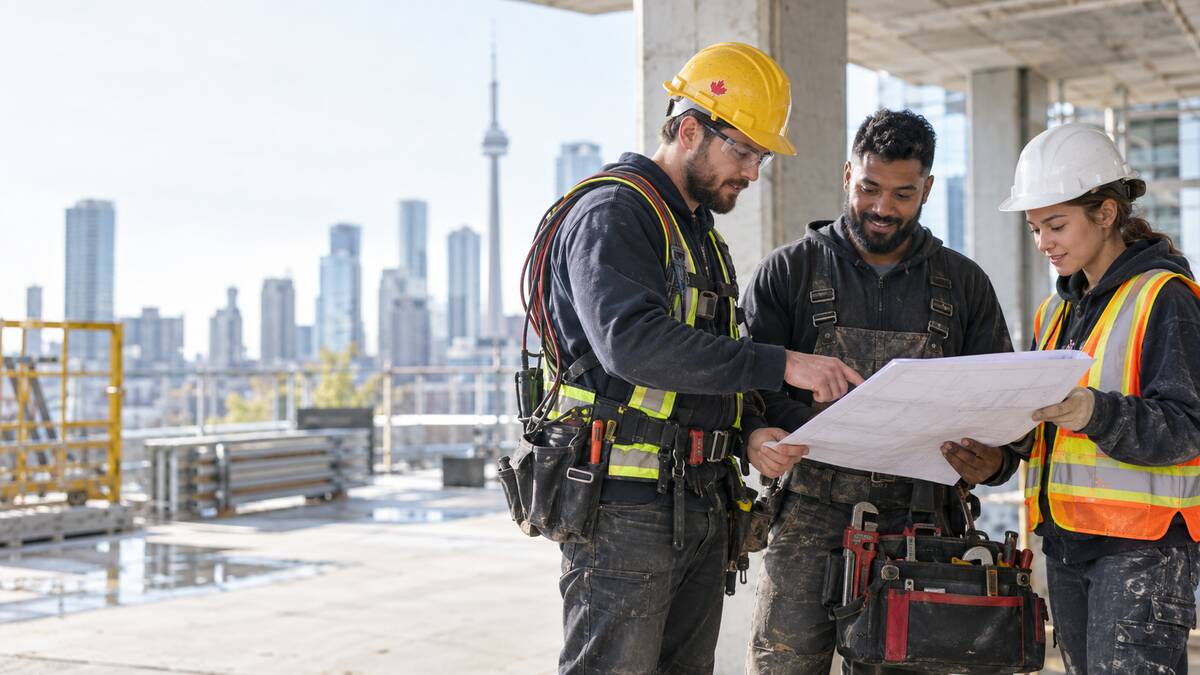 Skilled trades workers at an Ontario construction site